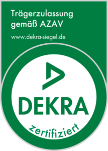 DEKRA seal – carrier approval according to AZAV, certified by DEKRA